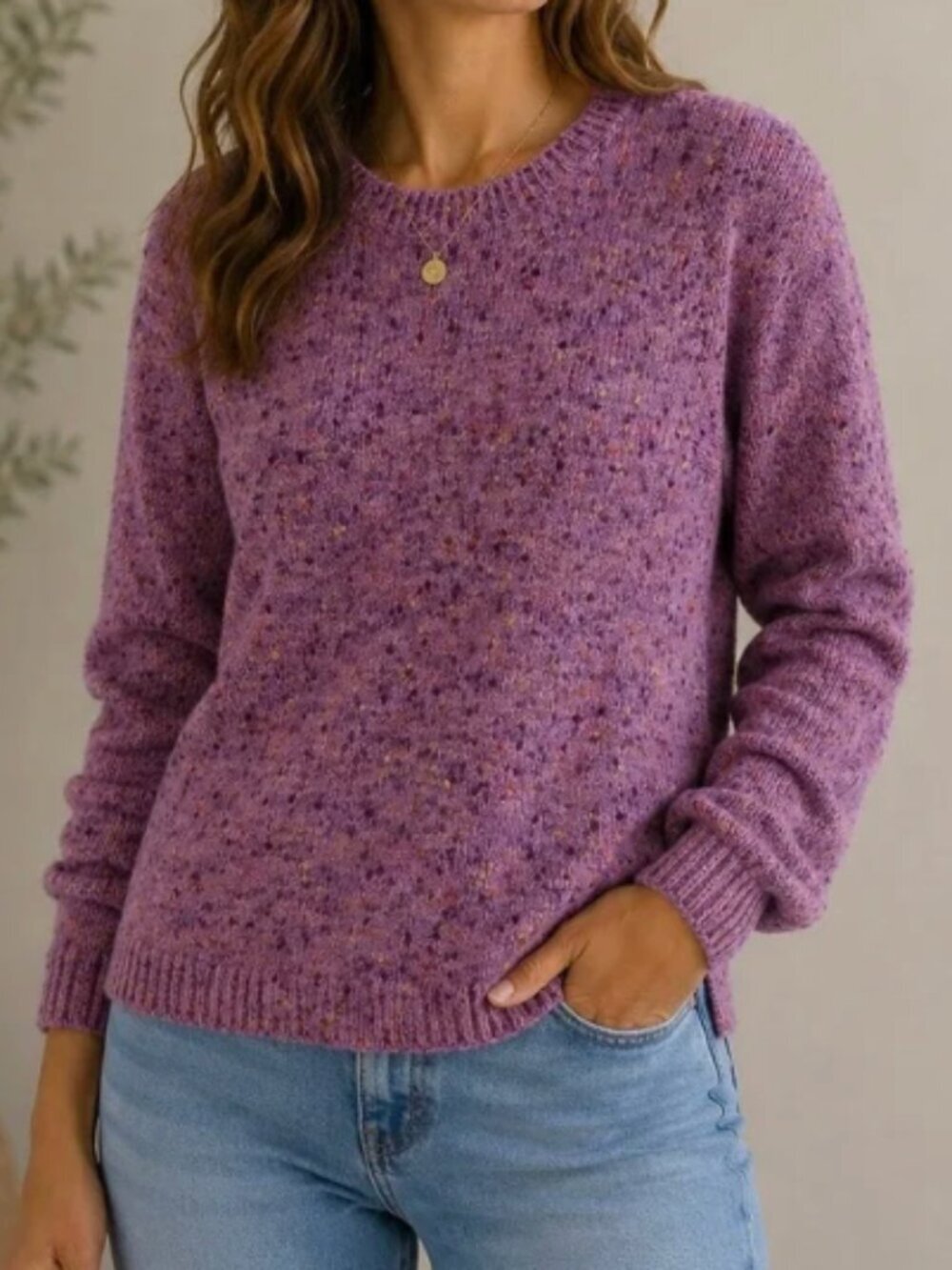 J. Jill Harvest Moon Crewneck Sweater Women's S Petite Persian Violet Slub Yarn